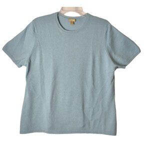 NORDSTROM 100% CASHMERE 2 PIECE SET BUTTON UP /SHORT SLEEVE SWEATER SIZE XL Blue